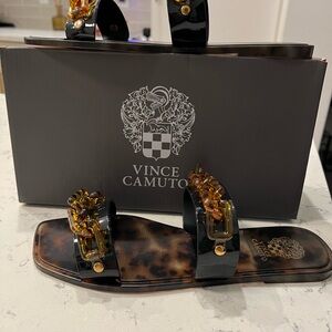 Vince Camuto Black and Brown Men's Sandals